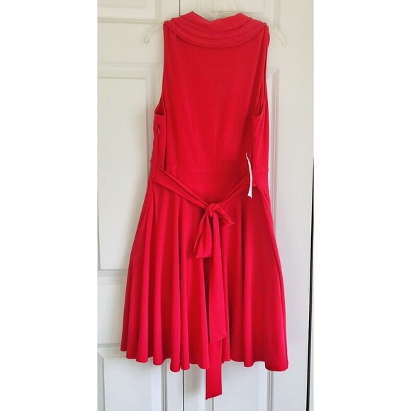 TAYLOR DRESS WOMENS SIZE 10 RED A LINE SLEEVELESS RUFFLE CHEST NEW W/DEFECT - Picture 3 of 12